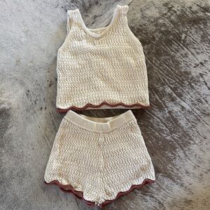 Rylee + Cru Girls Cream Knit Shorts Set